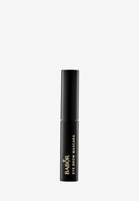 Tube de mascara noir avec texte doré, forme cylindrique, doté d'un applicateur effilé. Design minimaliste, idéal pour mettre en valeur les sourcils.