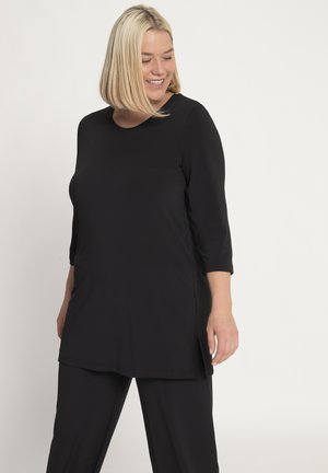 PUNKTE MUSTER RUNDHALS 3/4-ÄRMEL - Long sleeved top - black