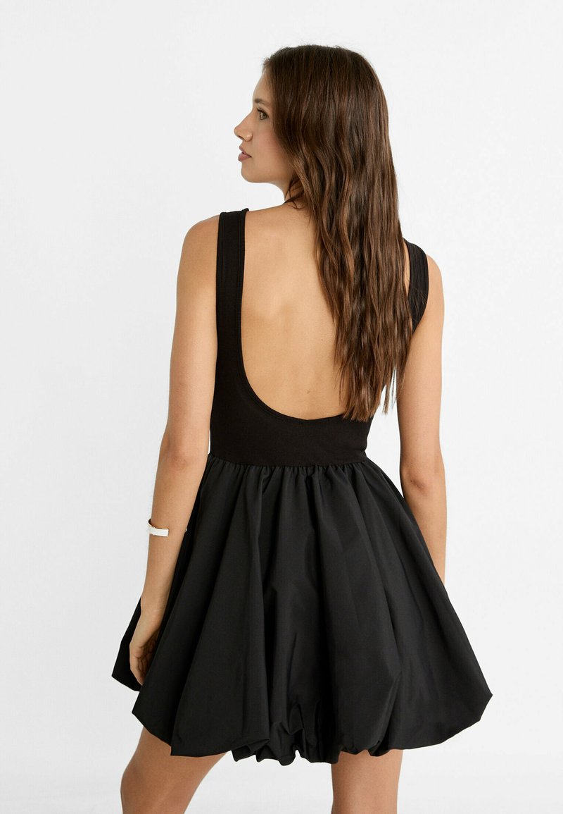 princess polly baby blue dress Stradivarius SHORT CONTRAST BALLOON - Day dress - black