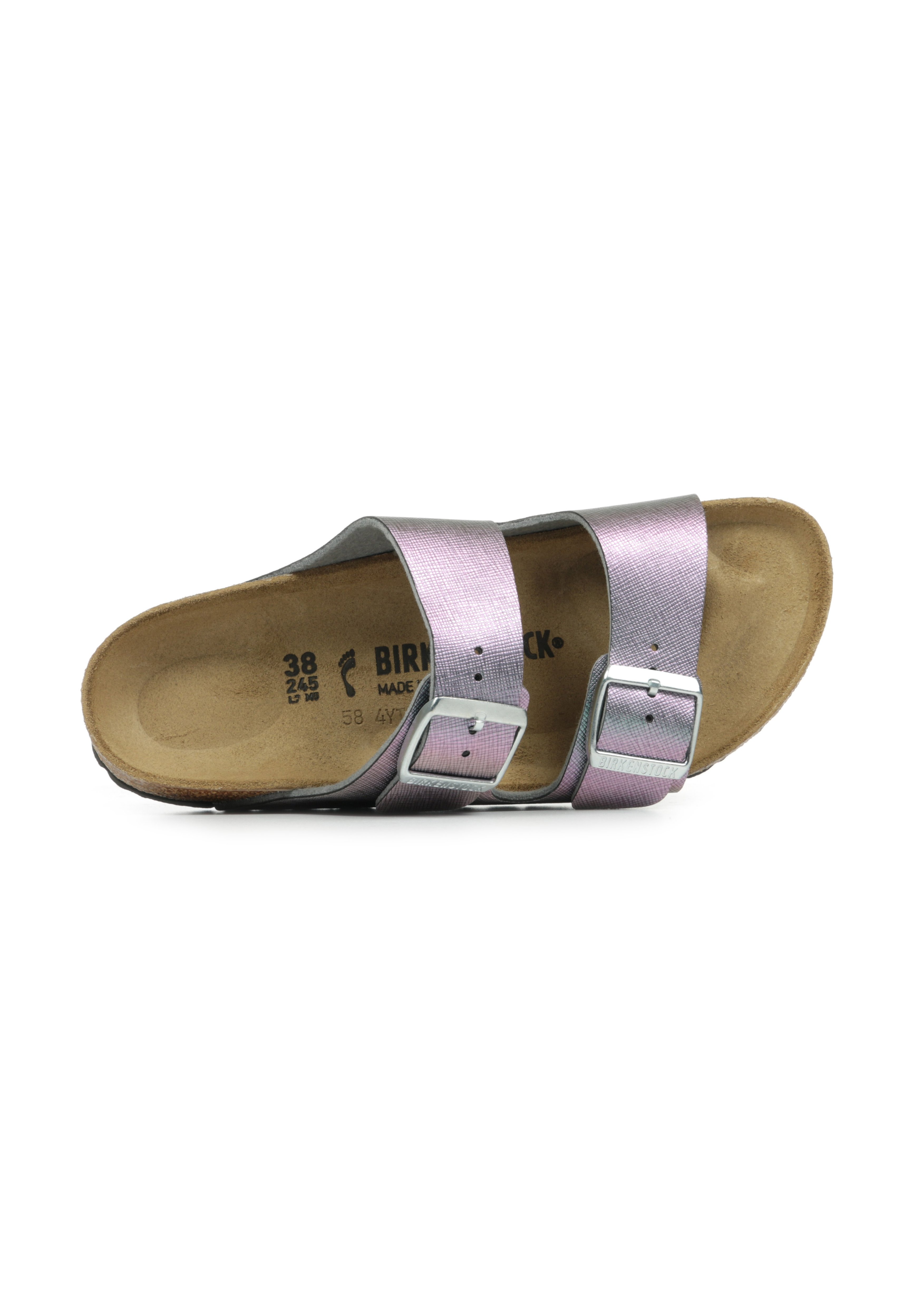 BIRKENSTOCK シルバー ローファー 38 Birkenstock ARIZONA BF SAFFIANO IRIDESCENT NARROW - Sandals