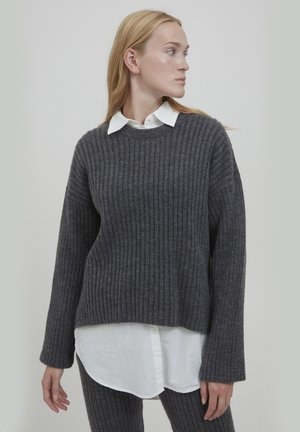 BYNASIKA JUMPER - Stickad tröja - dark grey melange