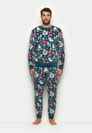 DOGS SET - Pijama - dark green with print