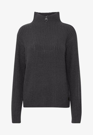 Oxmo, OXSALINE FINE KNIT TROYER - Striktrøje - blackened pearl melange