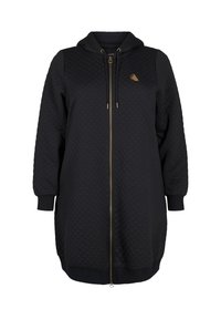 Active by Zizzi LANGE GESTEPPTE SPORT MIT REISSVERSCHLUSS - Tröja med dragkedja - black
