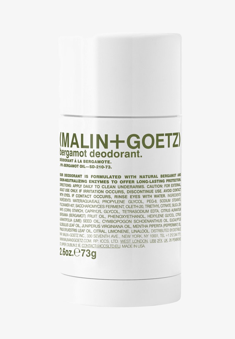 Weißer zylindrischer Deodorant-Stick mit grüner Schrift. Enthält natürliche Bergamot und geruchsneutralisierende Enzyme. Nettogewicht 2,6 oz (73 g).