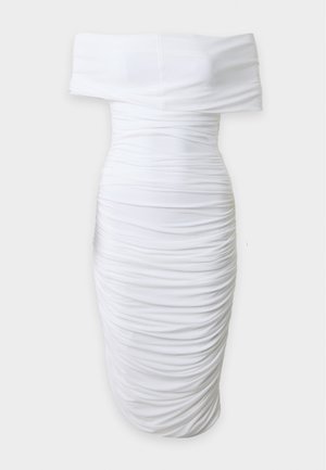Norma Kamali, SIDE SHIRRED DRESS BELOW KNEE - Robe de soirée - snow white