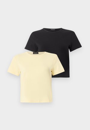 2 PACK - T-shirt basique - light yellow/black
