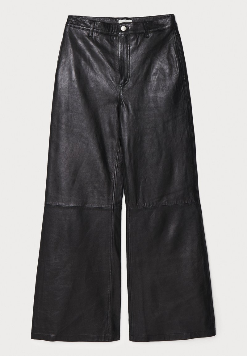 sandro Leren broek zwart