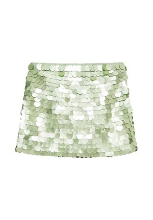 PULL&BEAR, SEQUIN WITH MOTHER-OF-PEARL-EFFECT - MINI SKIRT - Jupe trapèze - green