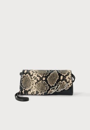 KARL LAGERFELD, SIGNATURE MINI FLAP - Чанта за носене през рамо - brown