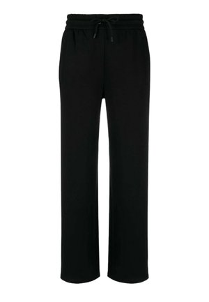 Pantaloni della tuta neri con cintura regolabile, design dritto, tessuto morbido e due tasche laterali per funzionalità.