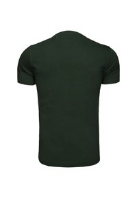 Mørkegrøn kortærmet t-shirt lavet af blødt bomuldsstof, med en klassisk rund halsudskæring og et enkelt, sømløst bagdesign.