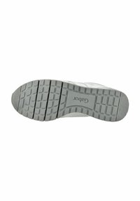 Suola di scarpa in gomma grigia con motivo di grip testurizzato e logo Cabor. Presenta un battistrada segmentato per trazione e durata.