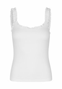Witte geribde tanktop met kanten schouderbanden en een ronde hals. Gemaakt van een zachte, lichte stof.