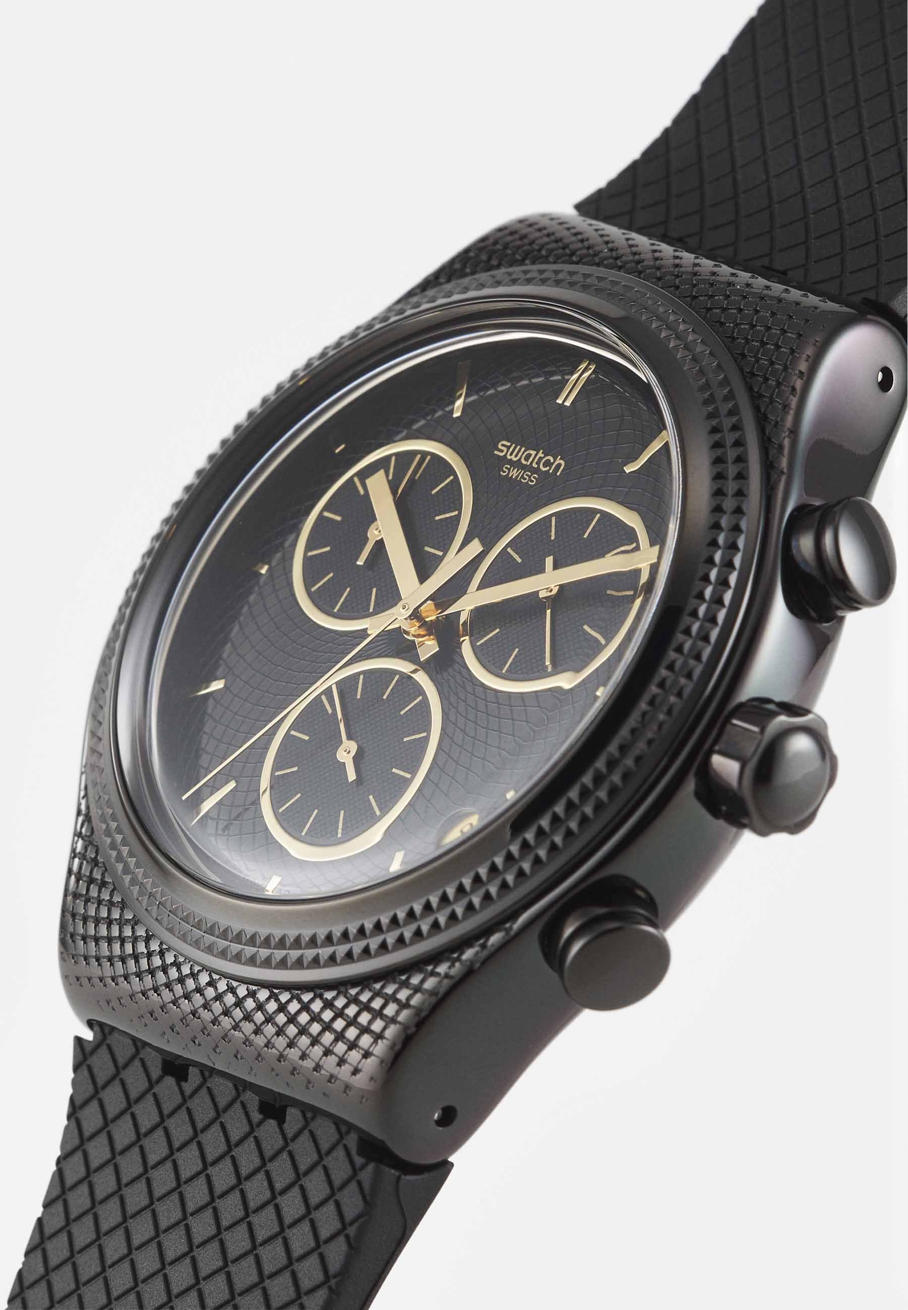 swatch black chronograph