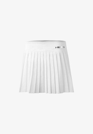 Gonna da tennis bianca plissettata con vita elastica e dettagli in logo argentato. Il tessuto è liscio e leggero, progettato per l'abbigliamento sportivo.