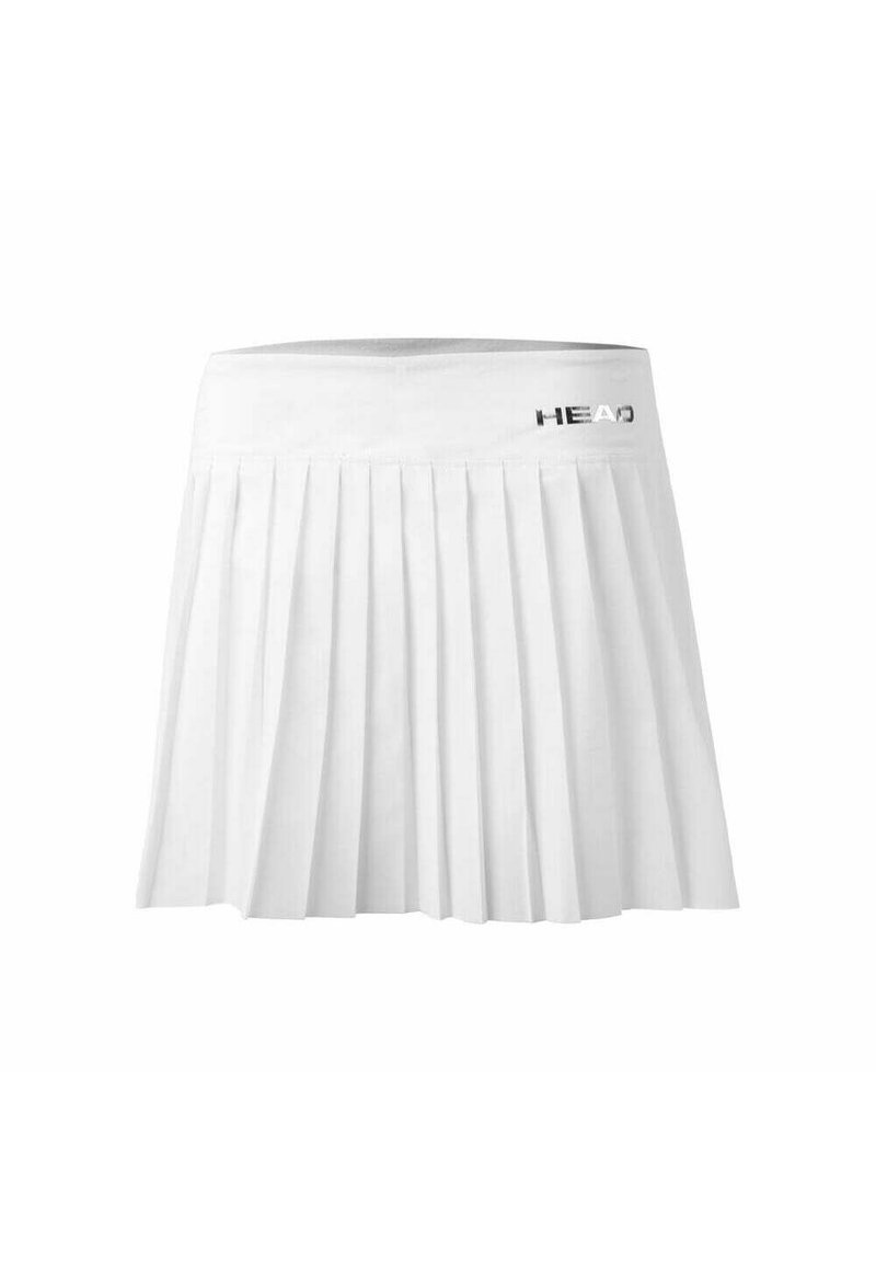 Gonna da tennis bianca plissettata con vita elastica e dettagli in logo argentato. Il tessuto è liscio e leggero, progettato per l'abbigliamento sportivo.