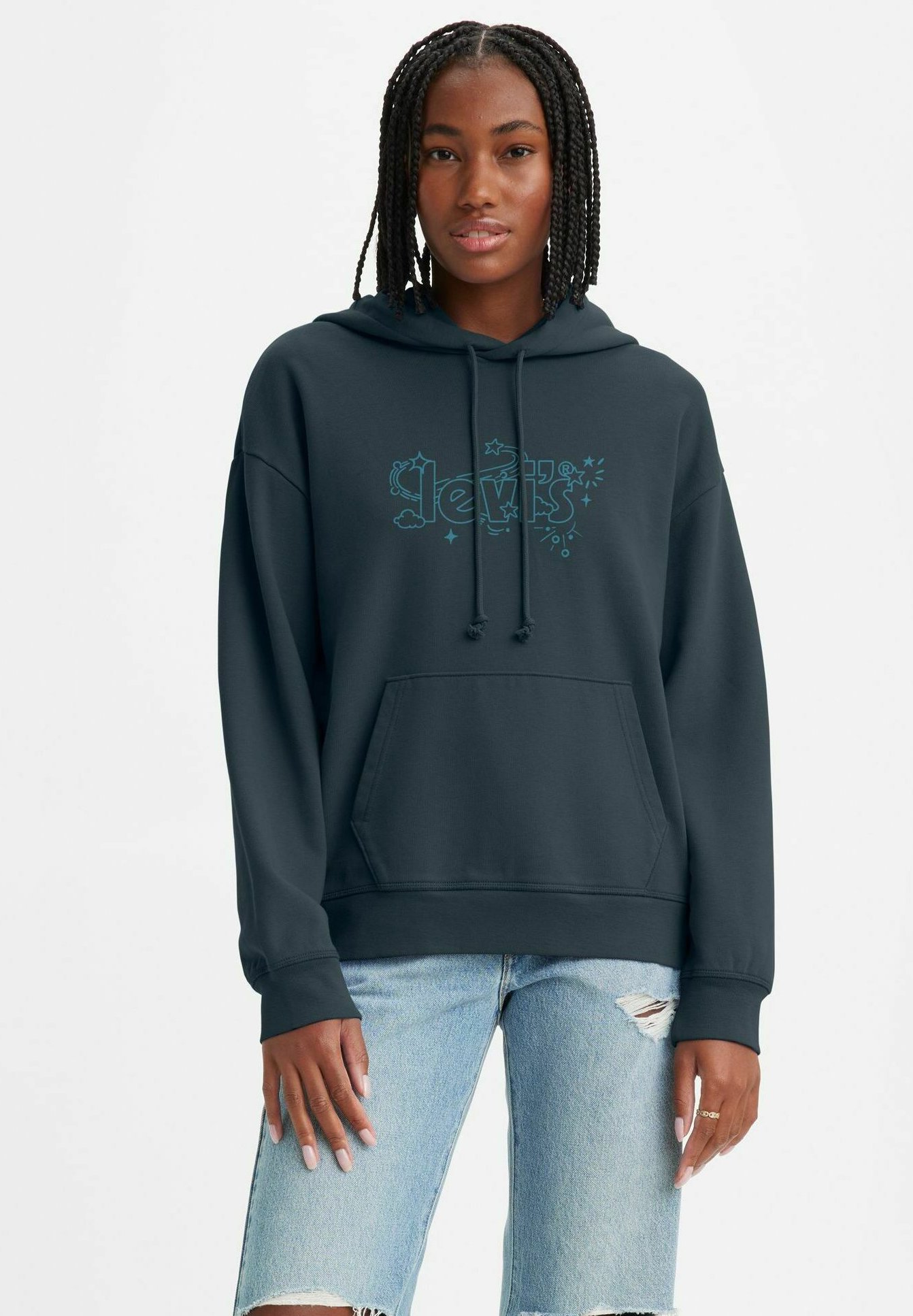 Levi's® GRAPHIC STANDARD - Huppari - poster logo galaxy total eclipse  black/musta, meleerattu - Zalando.fi