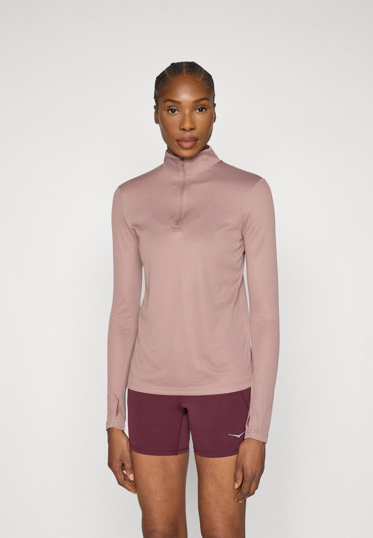 LONG SLEEVE HIGH NECK TOP WITH 1/4 ZIP