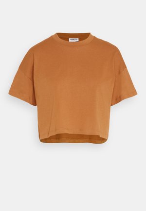 Noisy May NMALENA O NECK SEMICROP - T-shirt basique - chipmunk