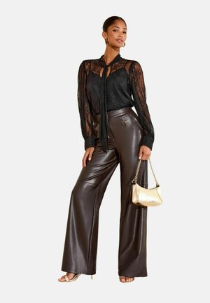 REGULAR FIT WITH TIE NECK DETAIL  . - Bluză - black
