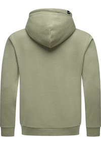 Mikina s kapucňou v svetlo olivovej farbe, vyrobená z jemnej zmesi bavlny. Obsahuje rebrované manžety a lem. Jednoduchý, minimalistický dizajn.
