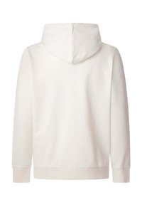 Felpa bianca con cappuccio, caratterizzata da maniche lunghe, una texture morbida e una vestibilità rilassata. Nessun motivo visibile o dettagli hardware.