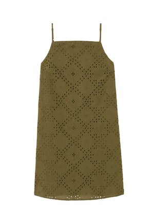 Promod, ROBE COURTE BRODERIE ANGLAISE - Robe de jour - vert olive