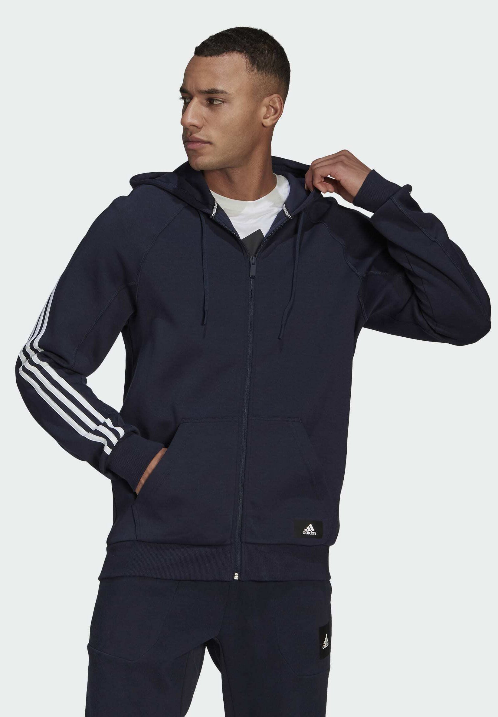 adidas 3 stripe hooded tracksuit