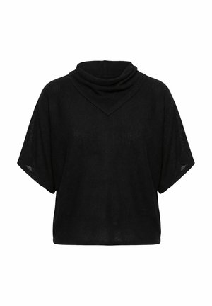Ulla Popken, DRAPED COLLAR RELAXED FIT SWEATER - T-Shirt basic - black