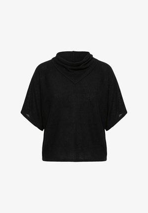 Ulla Popken, DRAPED COLLAR RELAXED FIT SWEATER - T-shirt basic - black