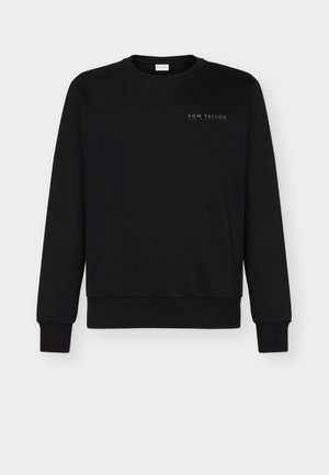 Zwarte sweatshirt van katoenmix, met lange mouwen, een ronde hals, elastische manchetten en een klein reliëflogo op de borst.