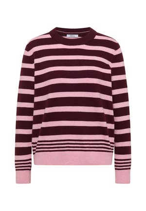 Cecil, PULLOVER MIT RUNDHALS UND STREIFEN - Striktrøje - red wine melange