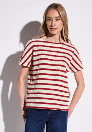 GESTREIFTES STRUKTUR - T-shirt print - rot