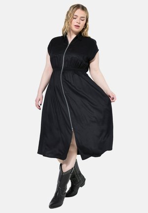 ZIP FRONT CAP SLEEVE - Blusenkleid - black