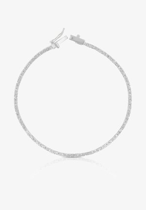 Bracciale in argento con un design intrecciato e motivi intricati. La chiusura è di tipo a scatola semplice, che garantisce una chiusura sicura.