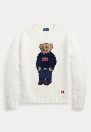 Polo Ralph Lauren POLO BEAR LINEN-COTTON CREWNECK SWEATER - Jersey de punto - deckwash white