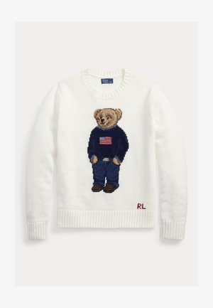 Polo Ralph Lauren POLO BEAR LINEN-COTTON CREWNECK SWEATER - Maglione - deckwash white