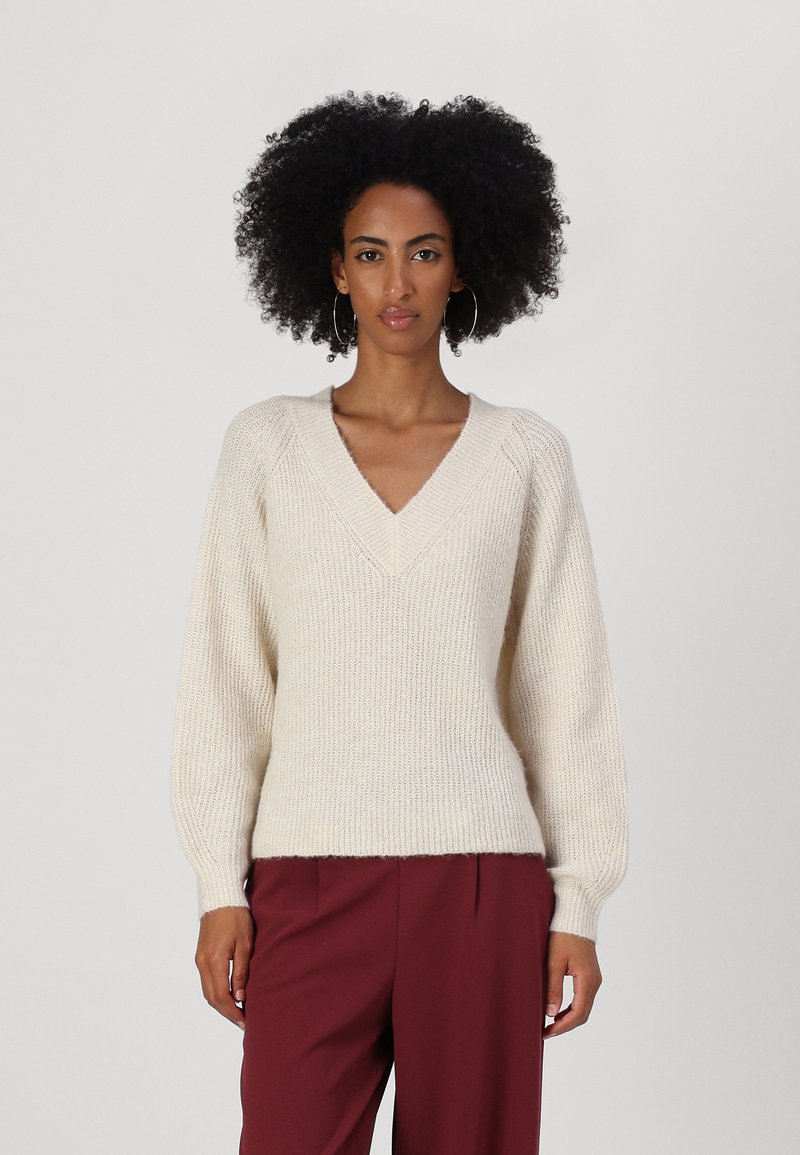 JDY JDYINGEBORG ADA LIFE V-NECK - Vesta - pumice stone