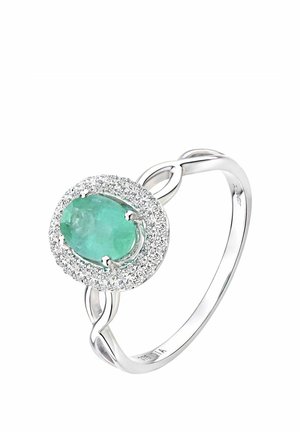 DIAMOND AND EMERALD OVAL GEMSTONE PARENT - Anillo - white/gold-coloured
