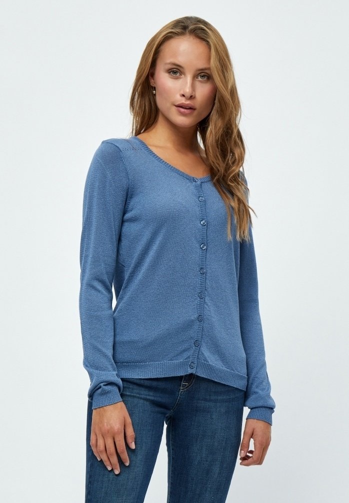 Minus - MINEW LAURA CARDIGAN - Adīta jaka - denim blue lurex, Palielināt