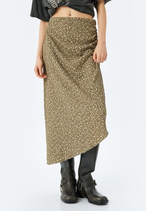 FLORAL - Maxi skirt - khaki