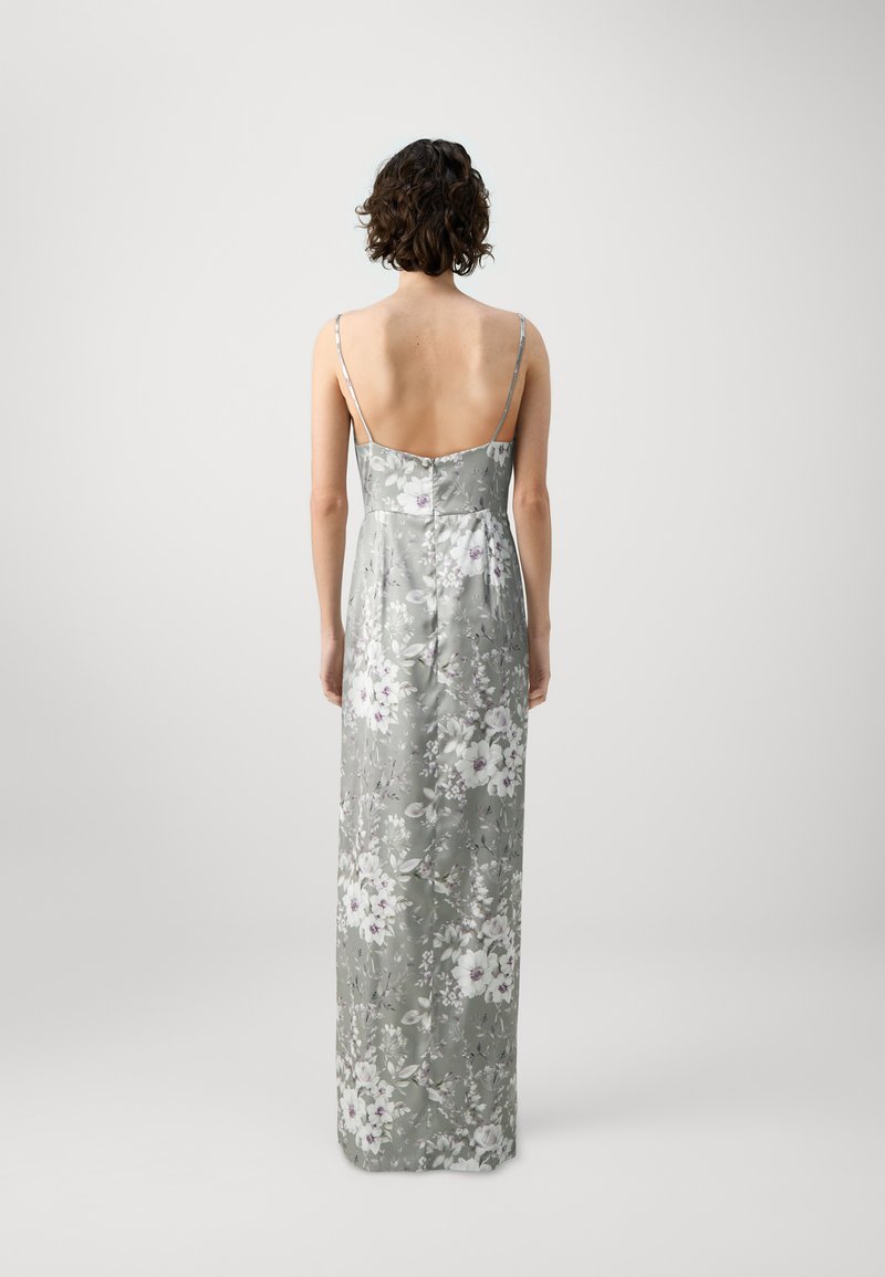 Robe Longue En Velours à Fleurs - Gris Argenté - Taille 38/40 - Style Droit
