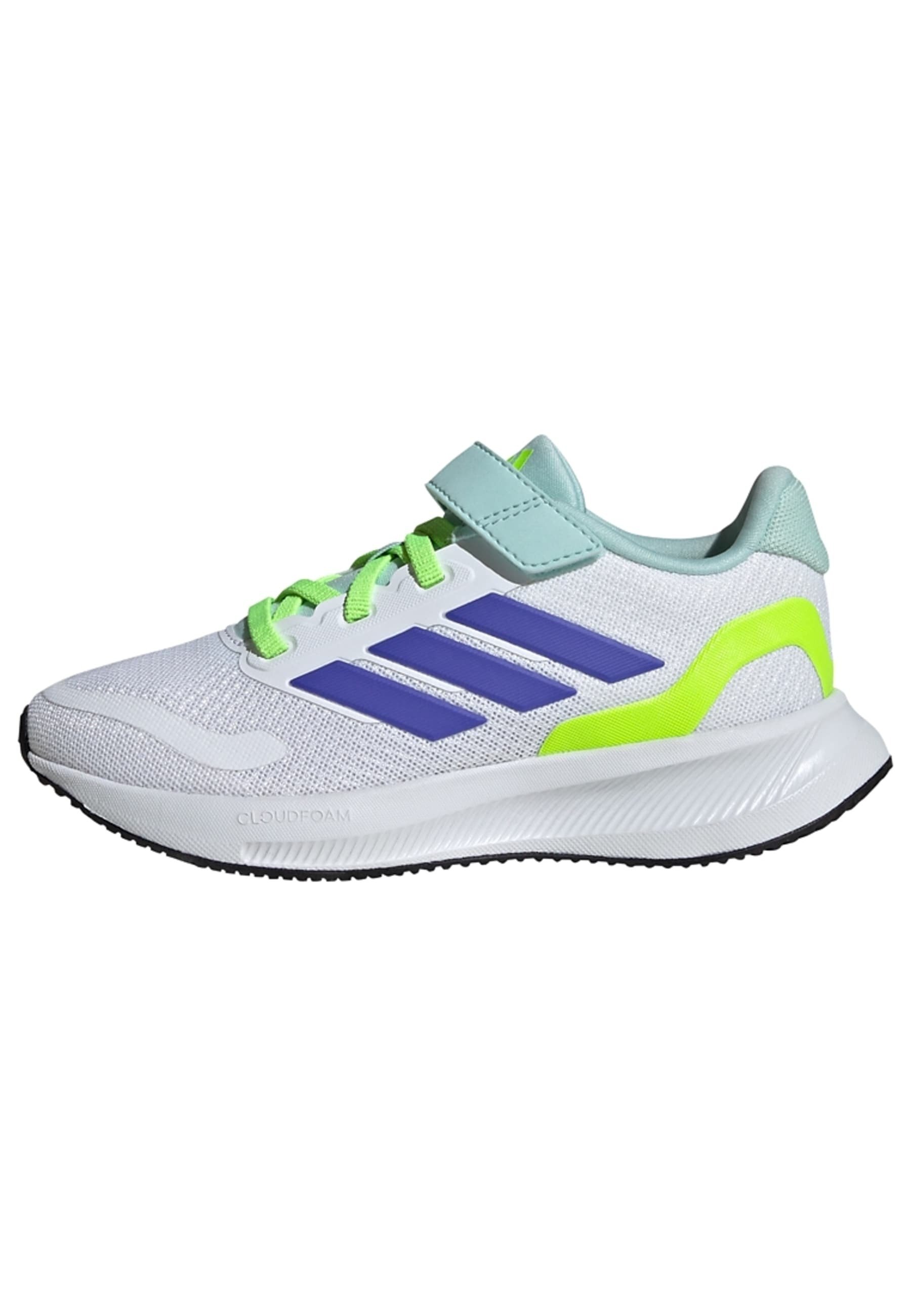 adidas Performance RUNFALCON 5 UNISEX - Road running shoes - cloud white  blue lucid lemon/white - Zalando.ie