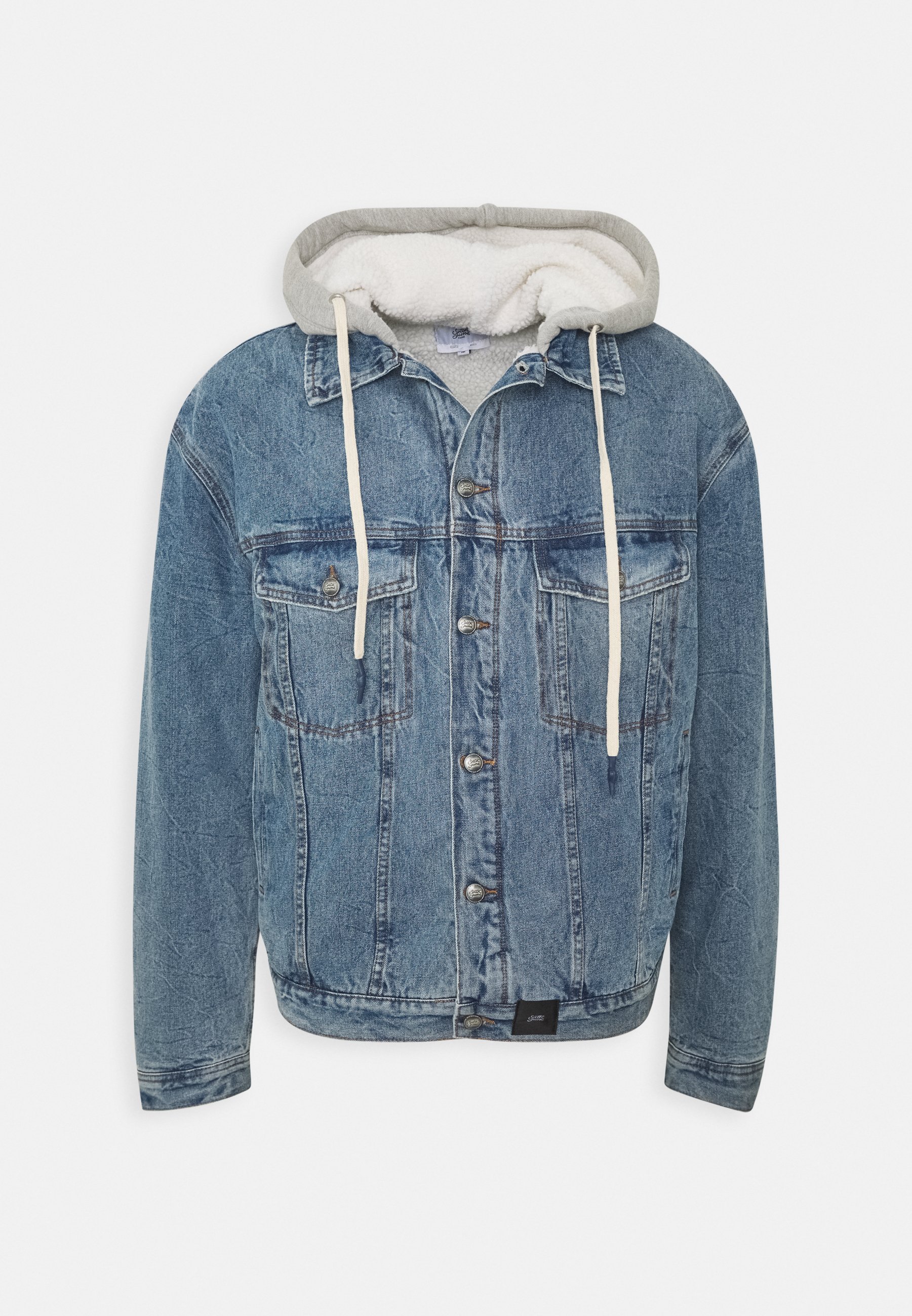 Sixth June DENIM JACKET WITH SHERPA LINING AND HOOD Hollister Co. HOOD Skjorte acid denim Zalando.no