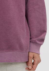 Lila Baumwoll sweatshirt mit gerippten Bündchen und Saum. Weiche Textur und einfaches Design, mit einem leicht lockeren Schnitt.