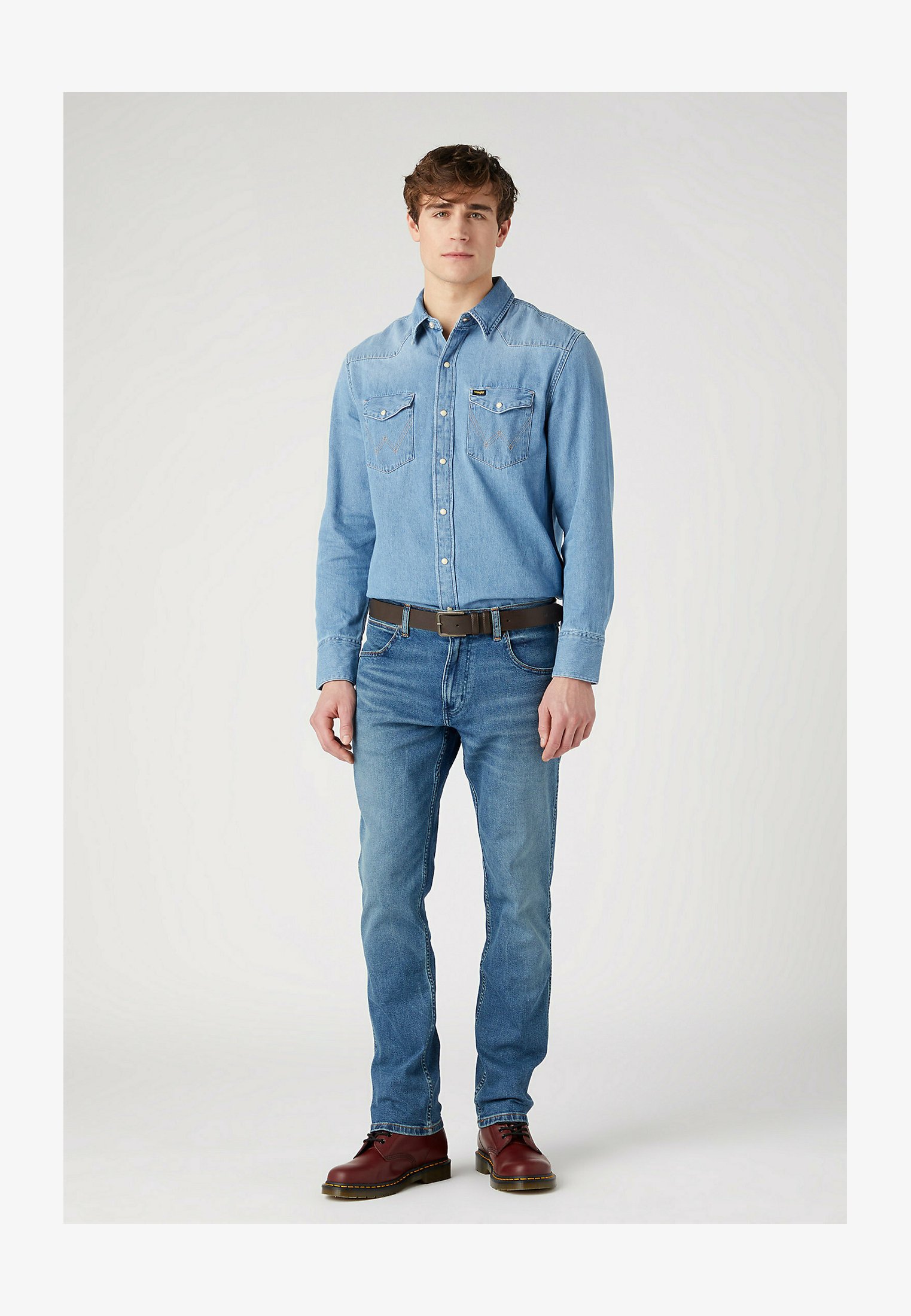 Wrangler W Eagle Belt - Cintura Uomo In Pelle, Colore Cognac, Chiusura Classica, Facile Da Pulire