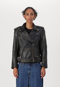 Selected Femme SLFNANA BIKER JACKET - Casaco de couro - black