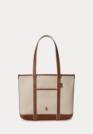 Polo Ralph Lauren COTTON CANVAS SMALL SHOPPER TOTE - Τσάντα Tote - ecru/brown