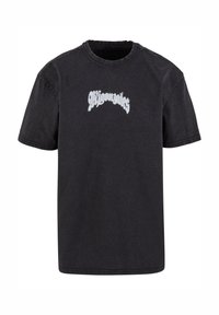 Sort bomulds t-shirt med rund hals. Har et stiliseret "Gonzales" logo i hvidt over brystet. Korte ærmer, afslappet pasform.